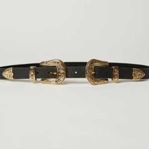 NWOT B-low the Belt Baby Bri Bri Leather Belt in Black/Gold, Size XS